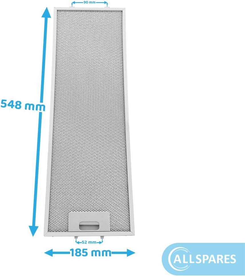 AllSpares Metallfilter für Dunstabzugshauben geeignet für Neff 00357623/357623 (548x185x9mm)