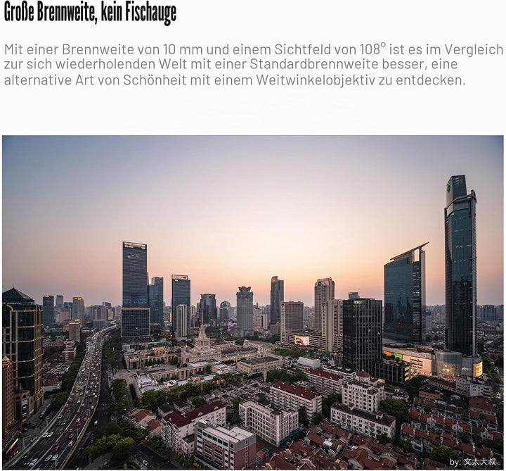 7artisans 10mm F3.5 APS-C Weitwinkel Objektiv für Sony E, Manueller Fokus Wide-Angle Lens E Mount Ko
