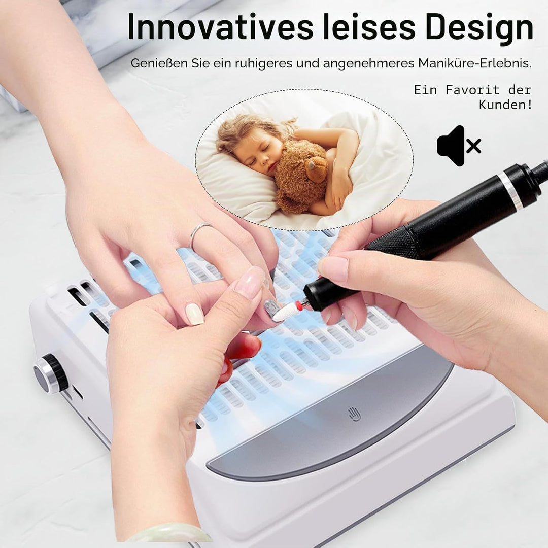 Staubabsaugung Für Nägel, 100W Nagelstaubsauger mit 2-in-1 Filter & LED Licht, drehbarer Saugkraftre