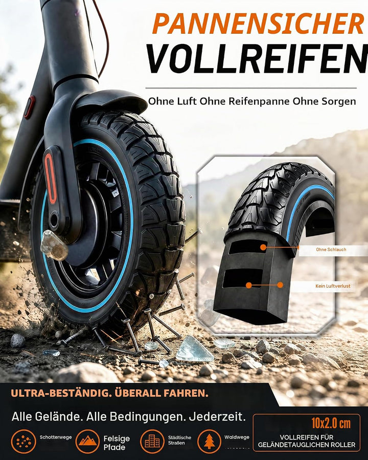 Robuster Reifen, 10 x 2 Zoll, Ersatz für Originalreifen 10x2.125 10x2/54-152 8.5x2.0 50/75-6.1 8 1/2