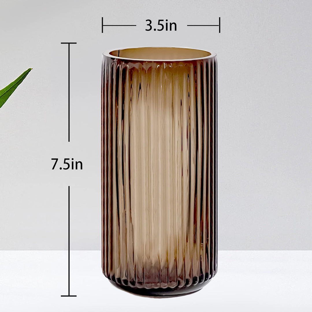Muyan Glasvase für Blumen, vertikale gestreifte Blumenvase, Moderne Desktop-Dekoration, Blumenarrang