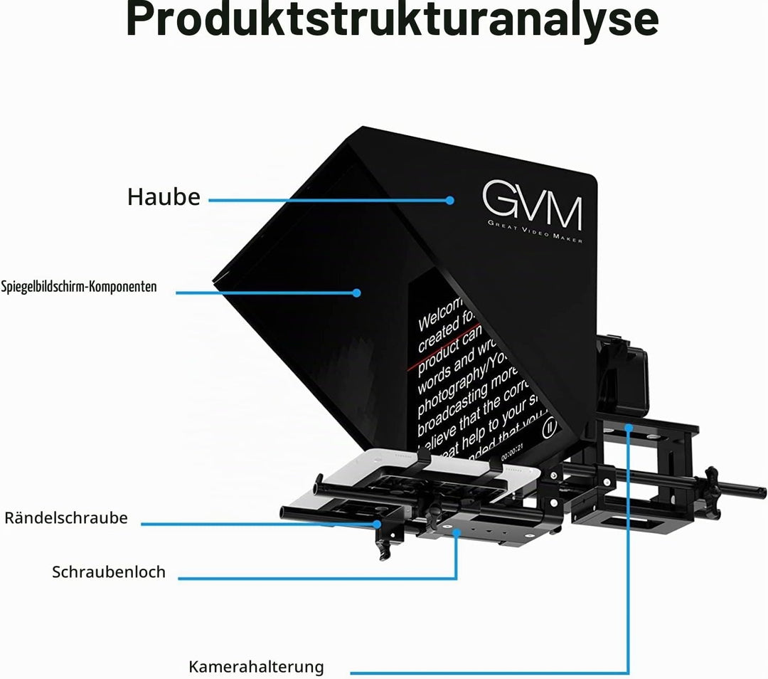 GVM Teleprompter für Tablet DSLR Kamera Smartphone, Tragbares 18&