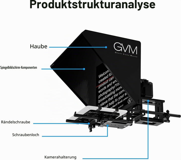 GVM Teleprompter für Tablet DSLR Kamera Smartphone, Tragbares 18&