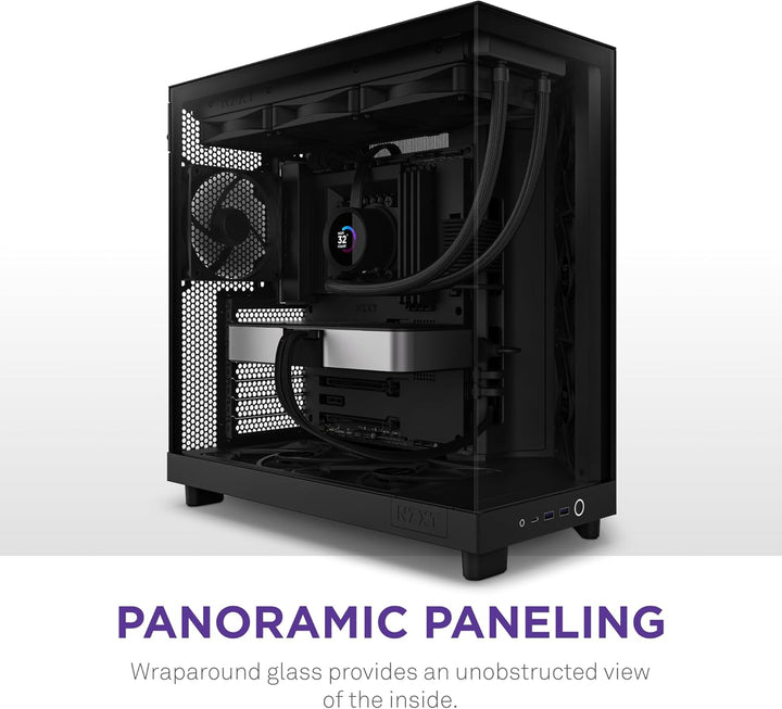 NZXT H6 Flow | CC-H61FB-01 | Kompaktes Mid-Tower Gehäuse mit zwei Kammern | Glaspaneele mit Panorama