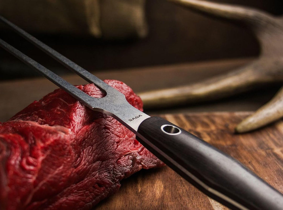 Böker Manufaktur BÖKER SAGA GRENADIL Stone Fleischgabel, Stahl, Braun, 29.8 x 5 x 2 cm, Fleischgabel