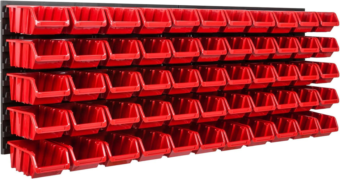 SimpleThing Lagersystem Werkstattregal | 115 x 39 cm | 55 stck. Box | Wandregal mit Stapelboxen - Wa