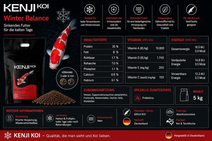 KENJI KOI Winter Balance 5kg 6mm - Sinkendes Koifutter Winter - Koifutter Frühjahr, Herbst, Winter |