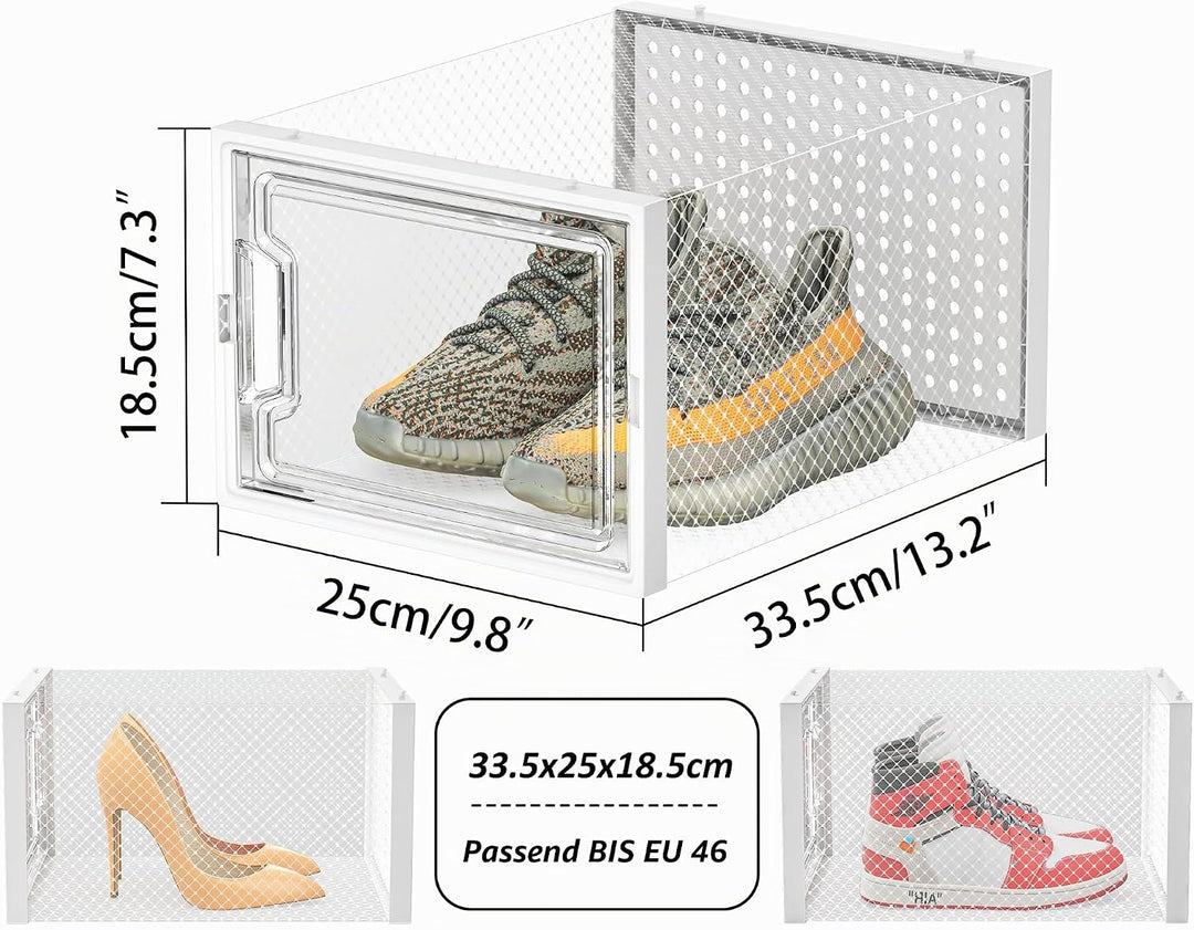 HOMIDEC Schuhboxen, 12er Pack Schuhboxen Stapelbar, Schuhorganizer Schuhaufbewahrung, Schuhkarton mi