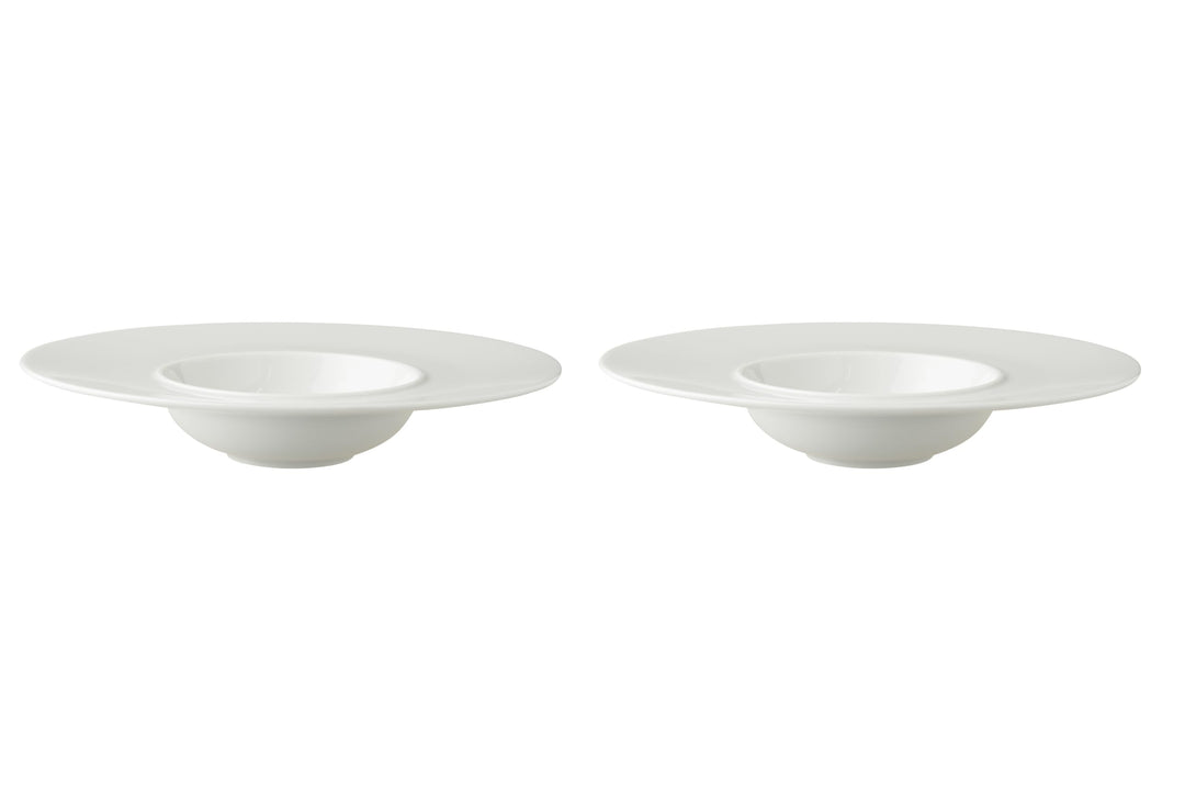 palmer White Delight Teller tief - 2er-Set - Porzellan - Ø 24 cm - weiss glänzend, rund gross modern