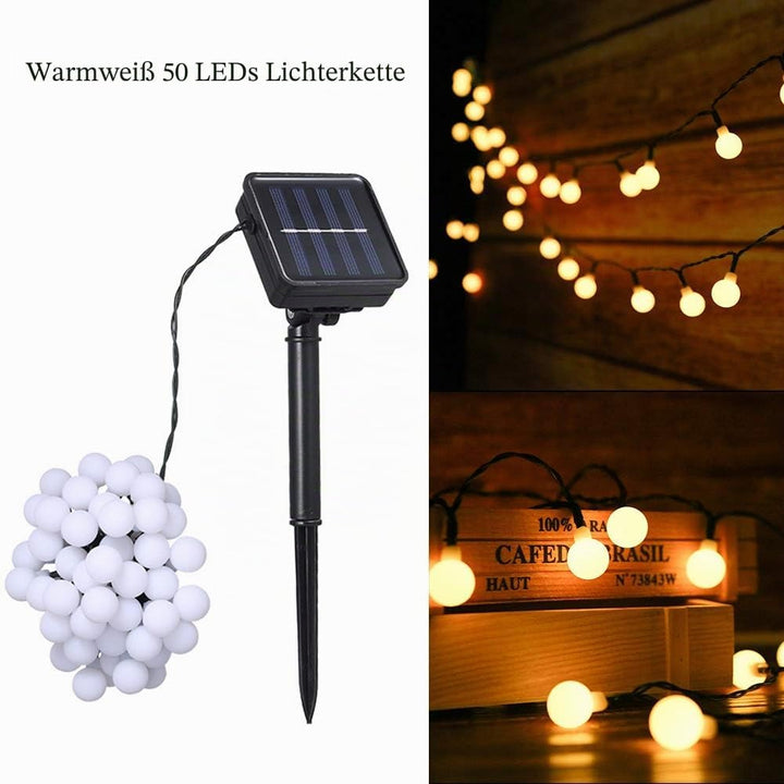 Tomshine Solar Lichterkette Aussen 50Leds, 6,9 Meter Solar Lichterkette Aussen mit 50 LED Kugel, 8 L