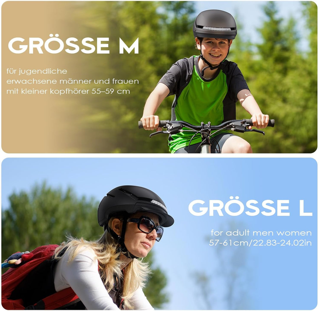 Shinmax Fahrradhelm Damen Herren mit Blinker & Licht, Fahrrad Helm Erwachsene mit USB Wiederaufladba