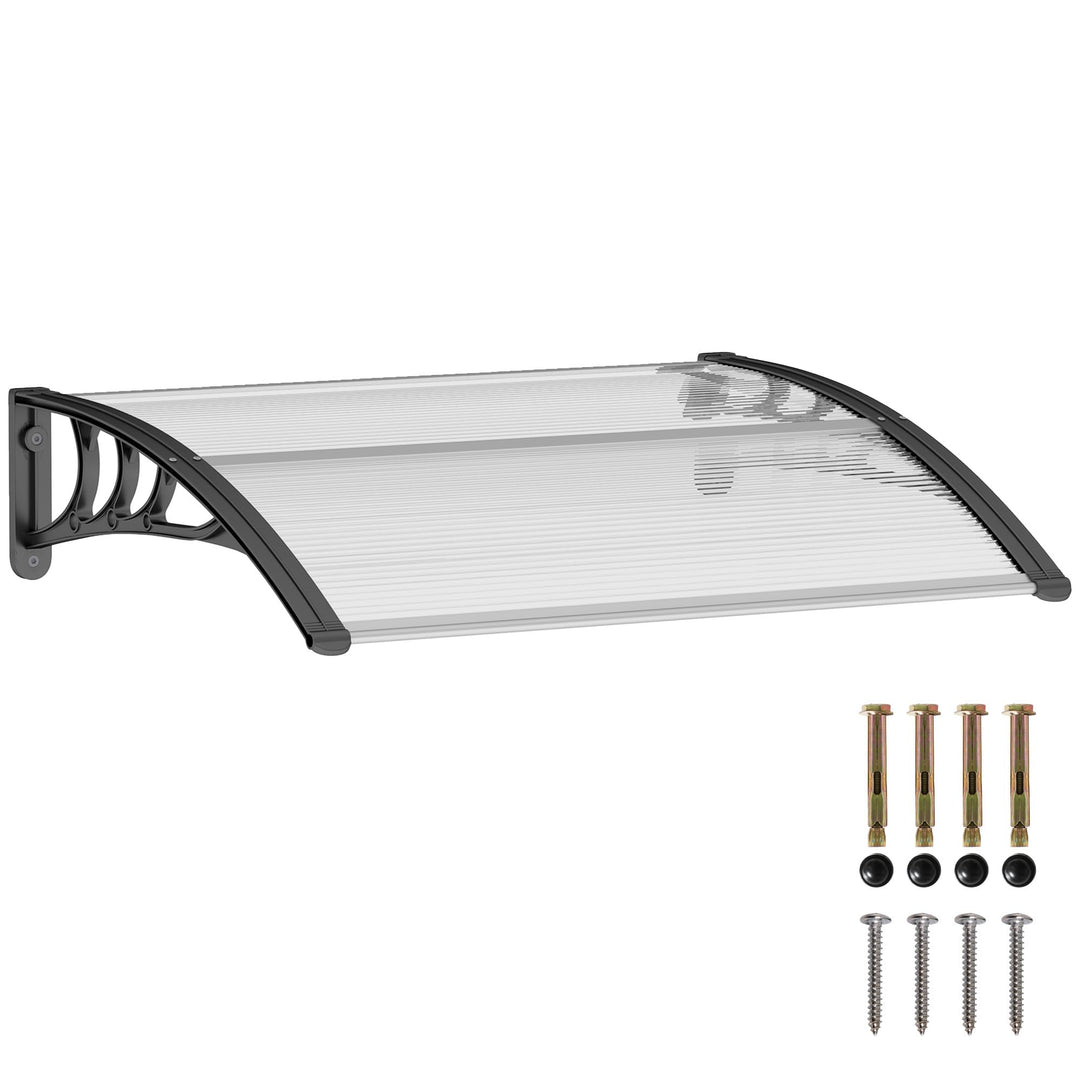 Outsunny Vordach Haustürvordach 100 x 75 cm Pultvordach Überdachung Polycarbonat Transparent Transpa