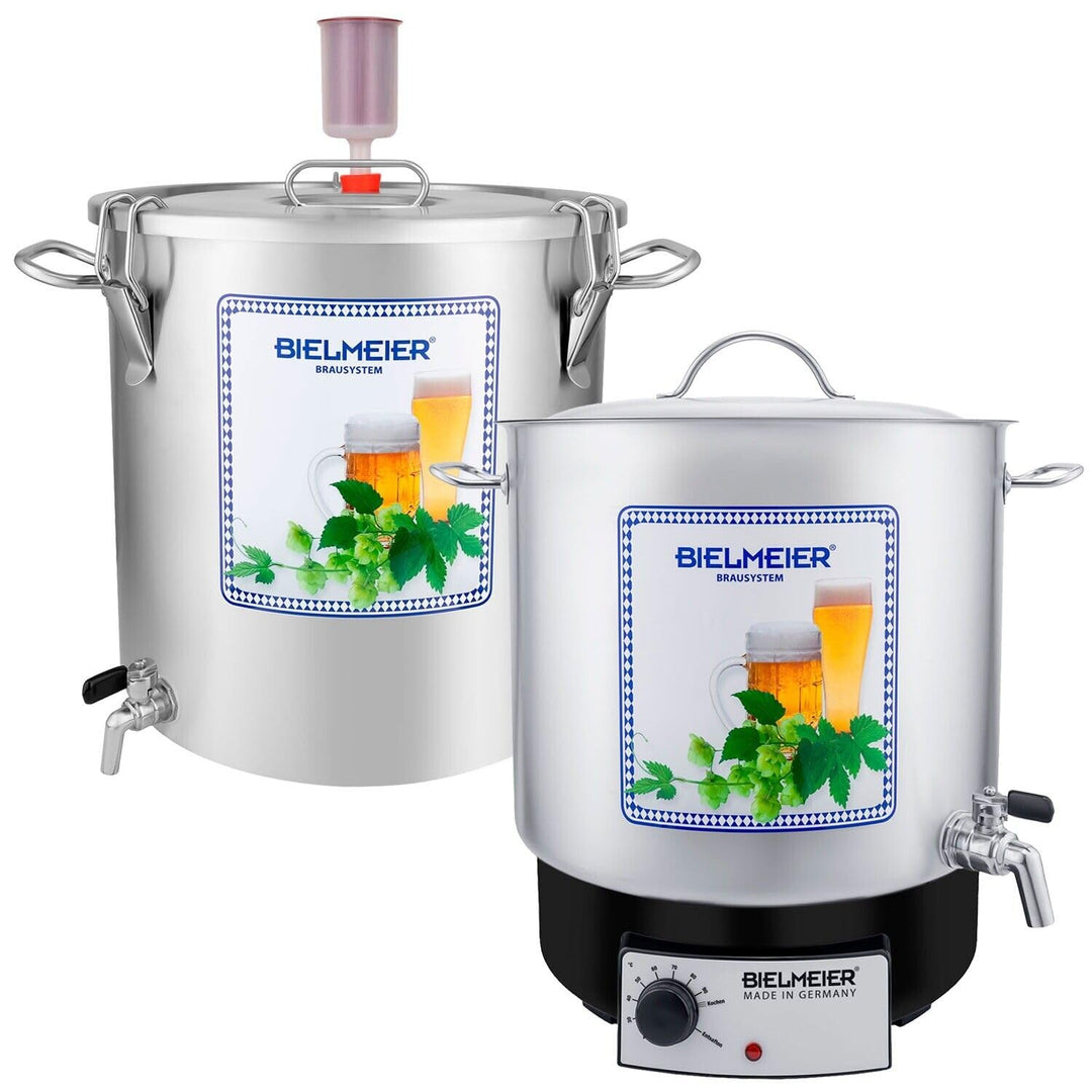 Bielmeier Bierbrauset 10teilig Maischekessel 2000 W 29L Läuterbottich 35 Liter Bier selber brauen Ma