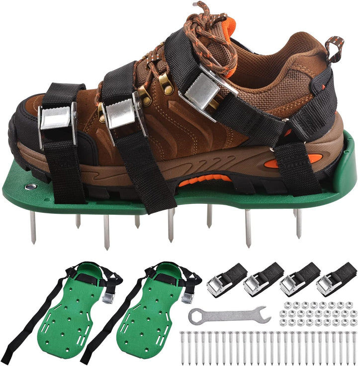 SHADDOCK Rasenbelüfter Schuhe Gartengras Rasenbelüfter Nagelschuhe mit mit 26 Spikes und 4 verstellb