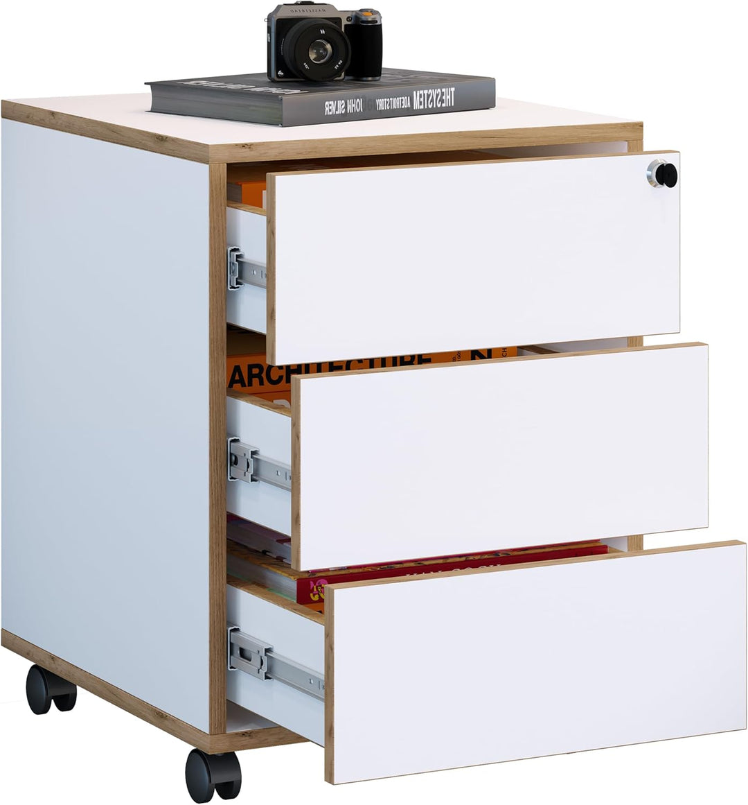 VCM Rollcontainer | Beistellcontainer mit DREI Schubladen | Masse ca. H. 50 x B. 39 x T. 45 cm | Bür