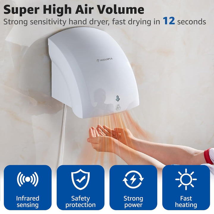 Modunful Automatischer Handtrockner Infrarotsensor Handtrockner für Badezimmer zu Hause, Extra Leise