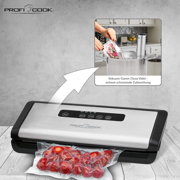 Profi Cook PC-VK 1146 vollautomatisches Edelstahl-Vakuumiergerät inkl. elektronischem Sensor Touch-B