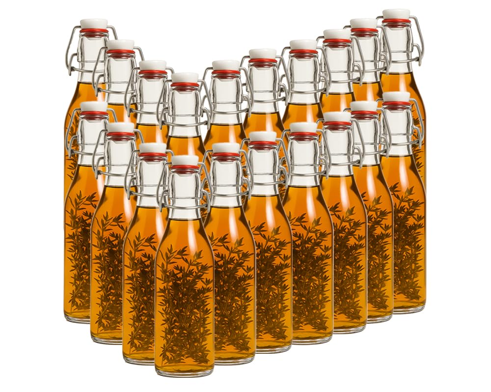 Vitrea 60er Set Leere Bügelflaschen Bügelflasche Glasflaschen 200ml mit Bügelverschluss zum Selbstbe