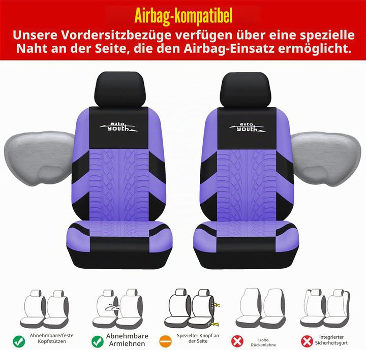 AUTOYOUTH Vordersitzbezüge, hohe Rückenlehne, Schalensitzbezug für die meisten Autos, SUVs, Limousin