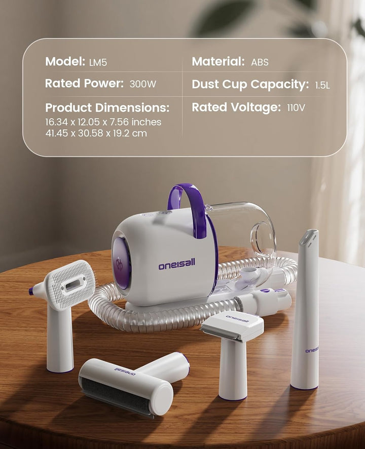 oneisall hundestaubsauger mit bürste, Super Saugkraft mit 12000Pa, Tierhaar staubsauger von der Bürs