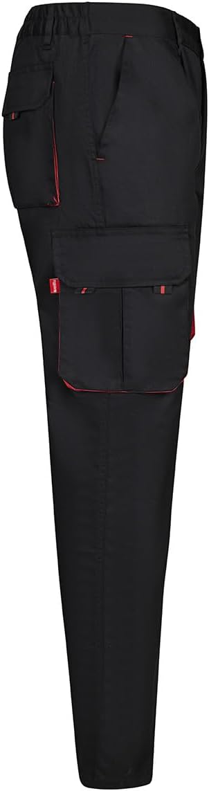 Velilla 103004 - Mehrtaschenhose (Grösse 52) Farbe schwarz und rot 52 Schwarz / Rot, 52 Schwarz / Ro