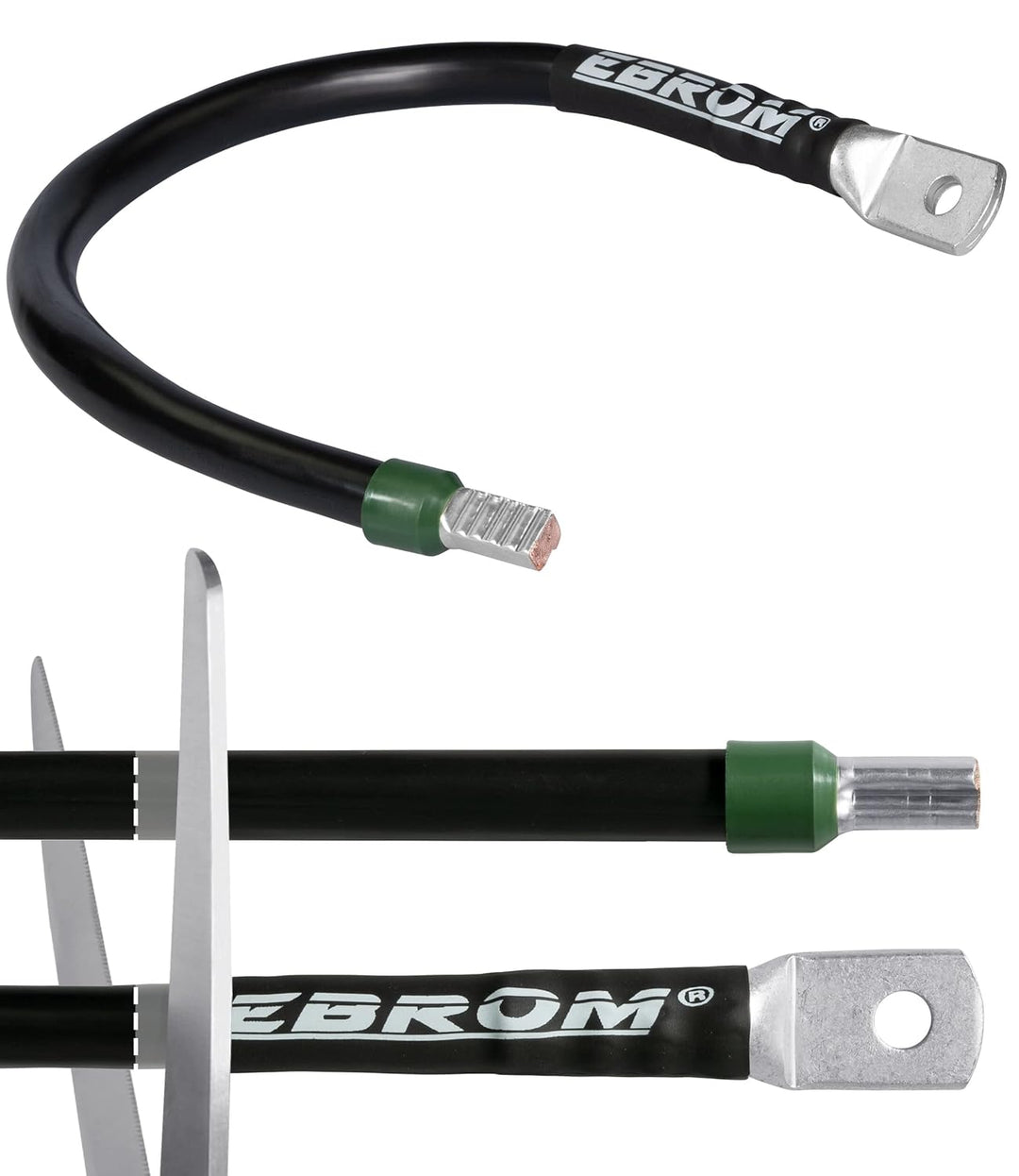 EBROM Batteriekabel SET 16 mm² je 120cm + M8 Schuh/Hülse + 80A Sicherung | von 60cm bis 10m, MASSEKA