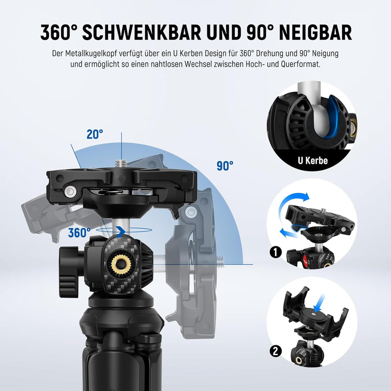 NEEWER Handy Stativ Mini Tripod Flexible mit Fernbedienung, Halterung Smartphone Vlog Selfie Stock,