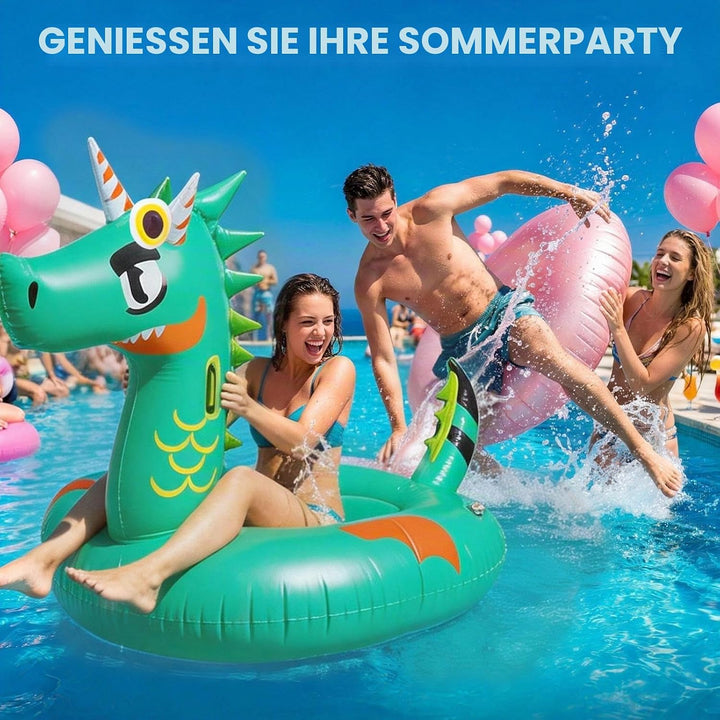 Flamingo Aufblasbar Einhorn, Luftmatratze Pool Erwachsene, Reittier Aufblasbar, Schwimmtier Dinosaur
