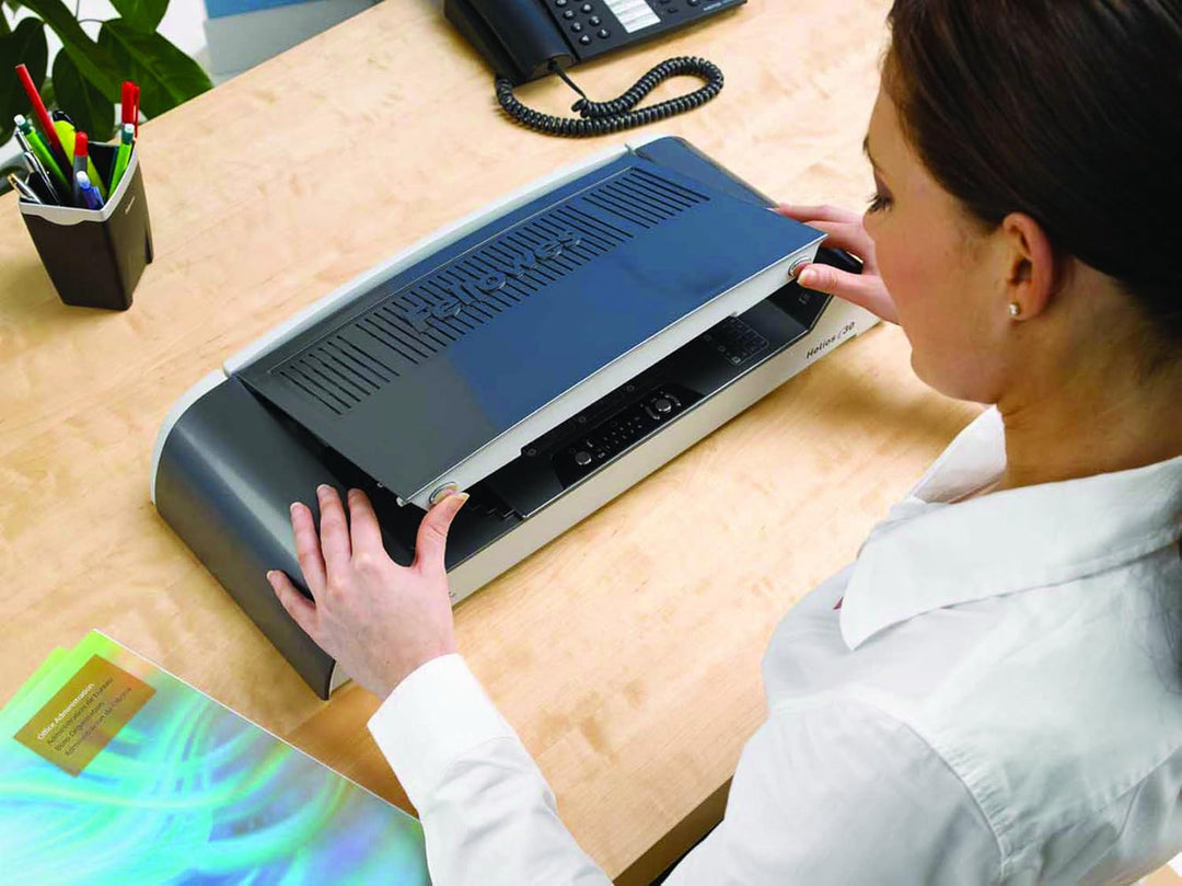 Fellowes 5641001 Büro Thermobindegerät Helios 30 platin/schwarz Kapazität: 300 Blatt, Kapazität: 300