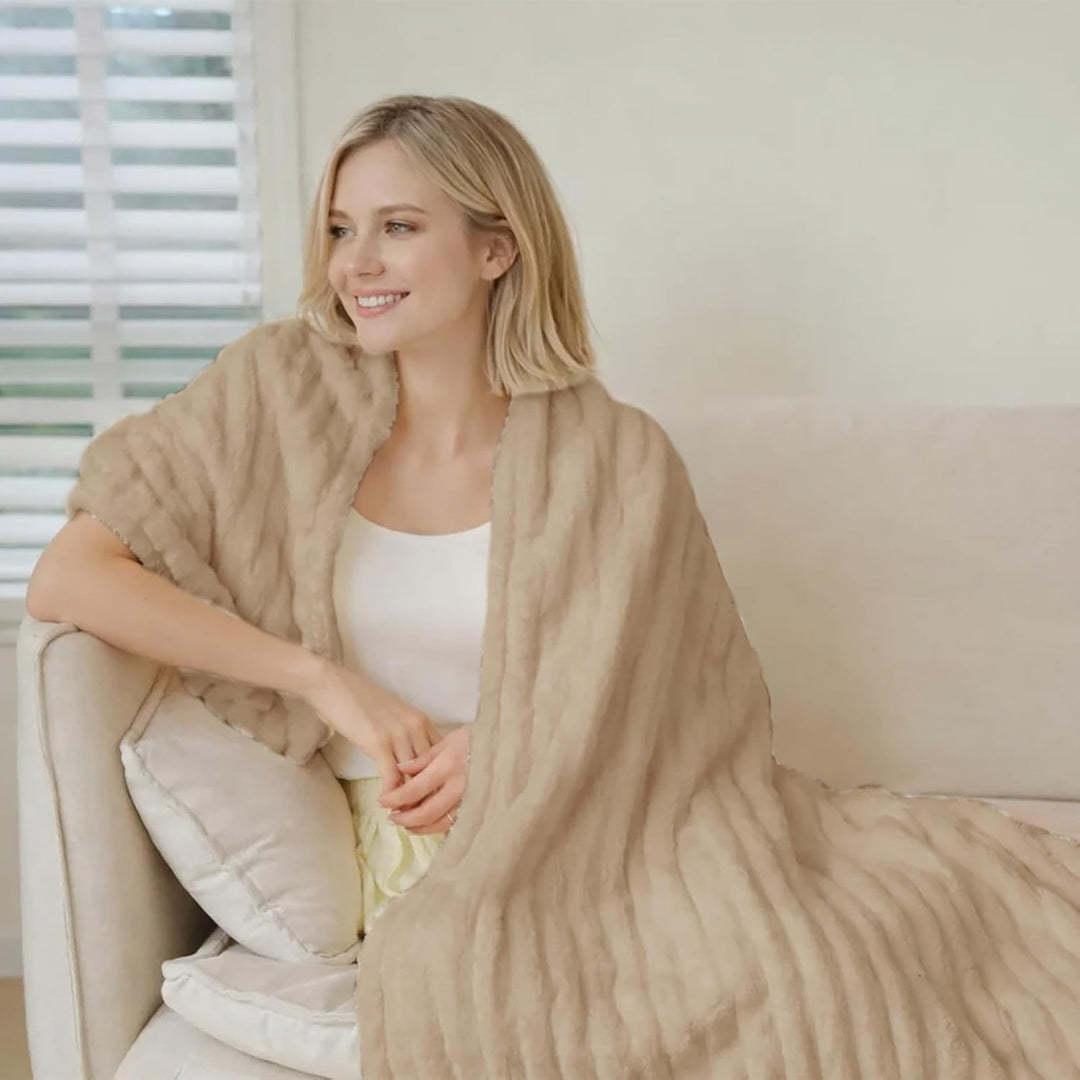 CALIYO Kuscheldecke Flauschig Decke Wohndecke Warme Cord-Fleece Wolldecke Dicke Sofadecke Couchdecke