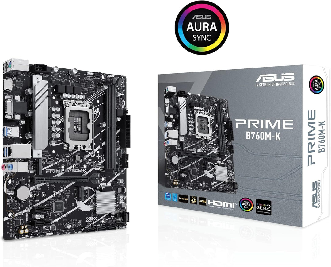 ASUS Prime B760M-K Gaming Mainboard Sockel Intel LGA 1700 (Intel B760, mATX, DDR5 Speicher, 2X PCIe