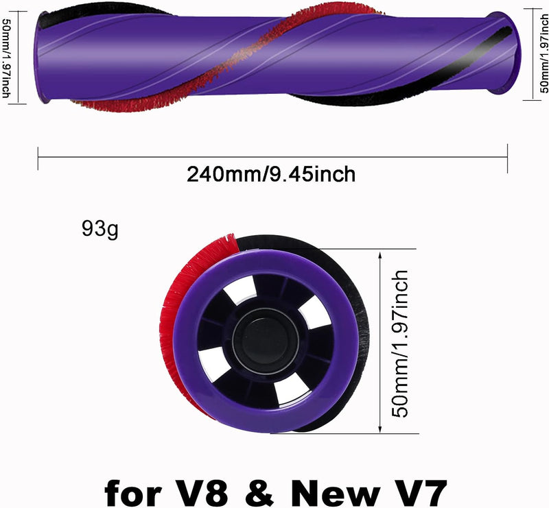 HUAYUWA Ersatz-Teppichbürste (4 Zinkenantrieb, d=50mm) für Dyson V8 Total Clean V8 Animal V7 Staubsa