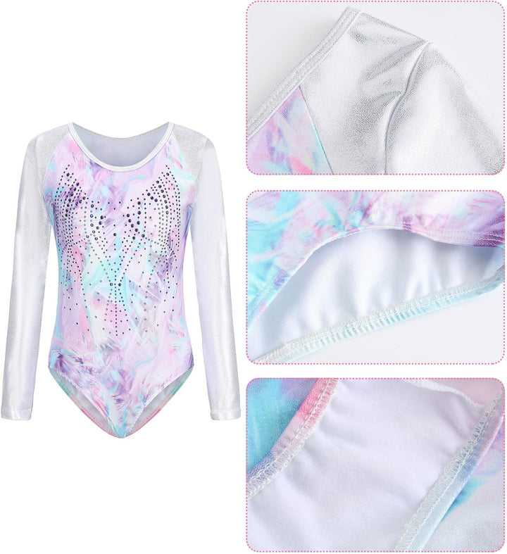 SEAUR Mädchen Turnanzug Turnshorts Haarband Set Kinder Turnen Trikot Shorts Gymnastik Ärmellos/Langa