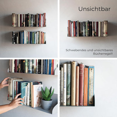 MILUKA Bücherregal Wand Grau 60 cm | Regal Wand Deko, Wandregal Metall, Bücher Regal Hängend | Küche