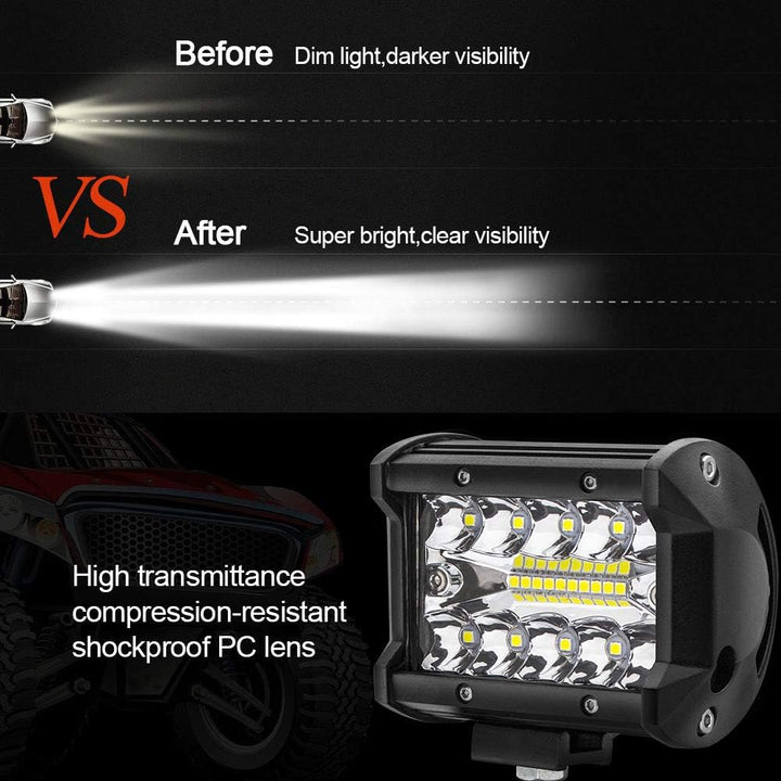 Safego 4" 60W LED Arbeitsscheinwerfer Zusatzscheinwerfer 4800LM LED Auto Scheinwerfer Arbeitslicht O