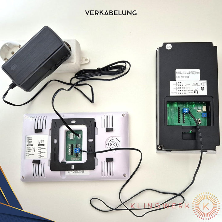 KLINGWERK IC1 Video Türsprechanlage, 2-Draht Technik, Unterputz, 170° Weitwinkel Kamera mit 7 Zoll T