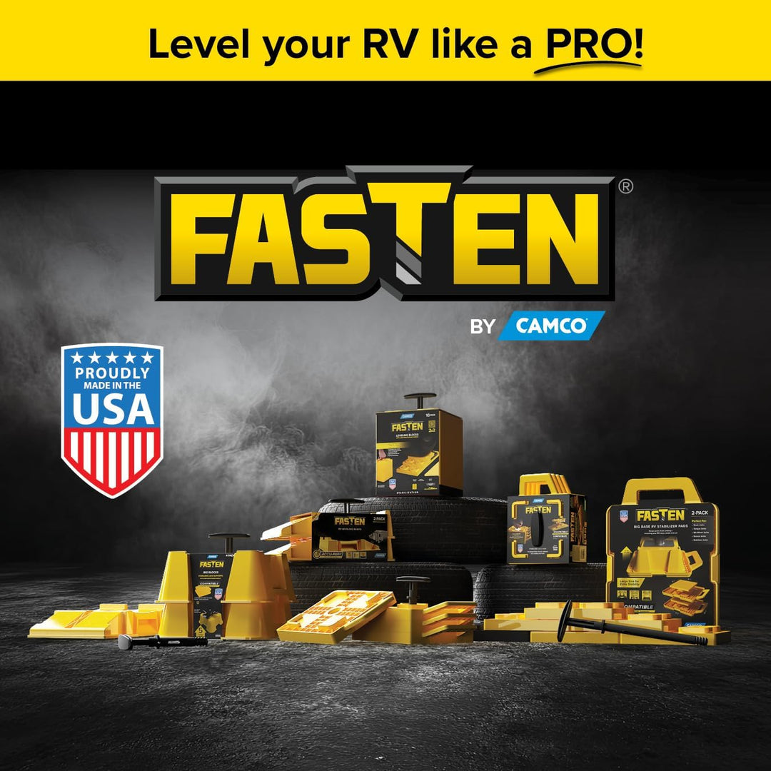 Camco Fasten 2x2 Leveling Block for Single Tires-Interlocking Design Allows Stacking to Desired Heig