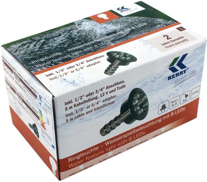 Wasserspielbeleuchtung, LED-Ring blau, LED, Kerry, Brunnenlicht, inkl. Trafo und 10m Kabel