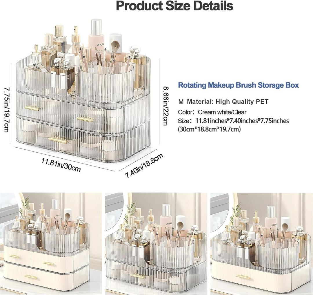 DASITON Make Up Kosmetik Organizer, 360° Drehbar Make Up Pinsel Organizer, Grosser Kosmetik Aufbewah