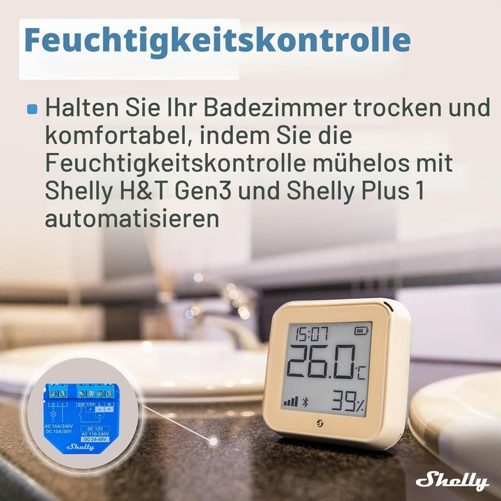 Shelly H&amp;T Gen 3 Mocha | 2er Pack |Wi-Fi und Bluetooth Temperatur&amp;Luftfeuchtigkeitssensor | Hausauto