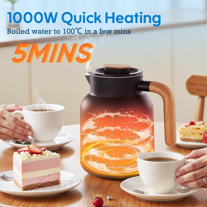 DmofwHi Edelstahl Wasserkocher mit Temperatureinstellung | 1.0L, 1000W | Teekocher mit Temperaturanz