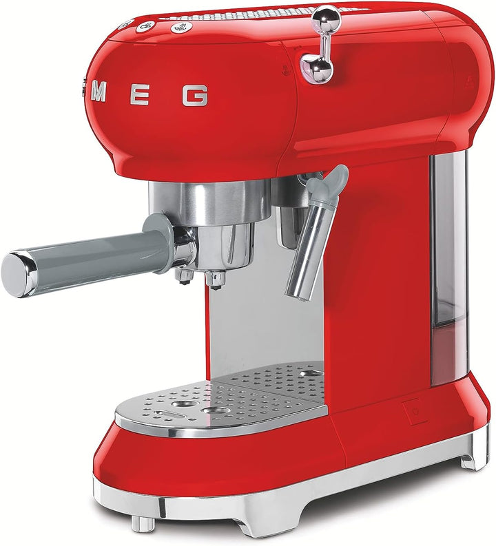 Smeg, ECF01RDEU Manual Espresso -Maschine, Cappuccino -System, Thermoblock, grosse Tassengehäuse und