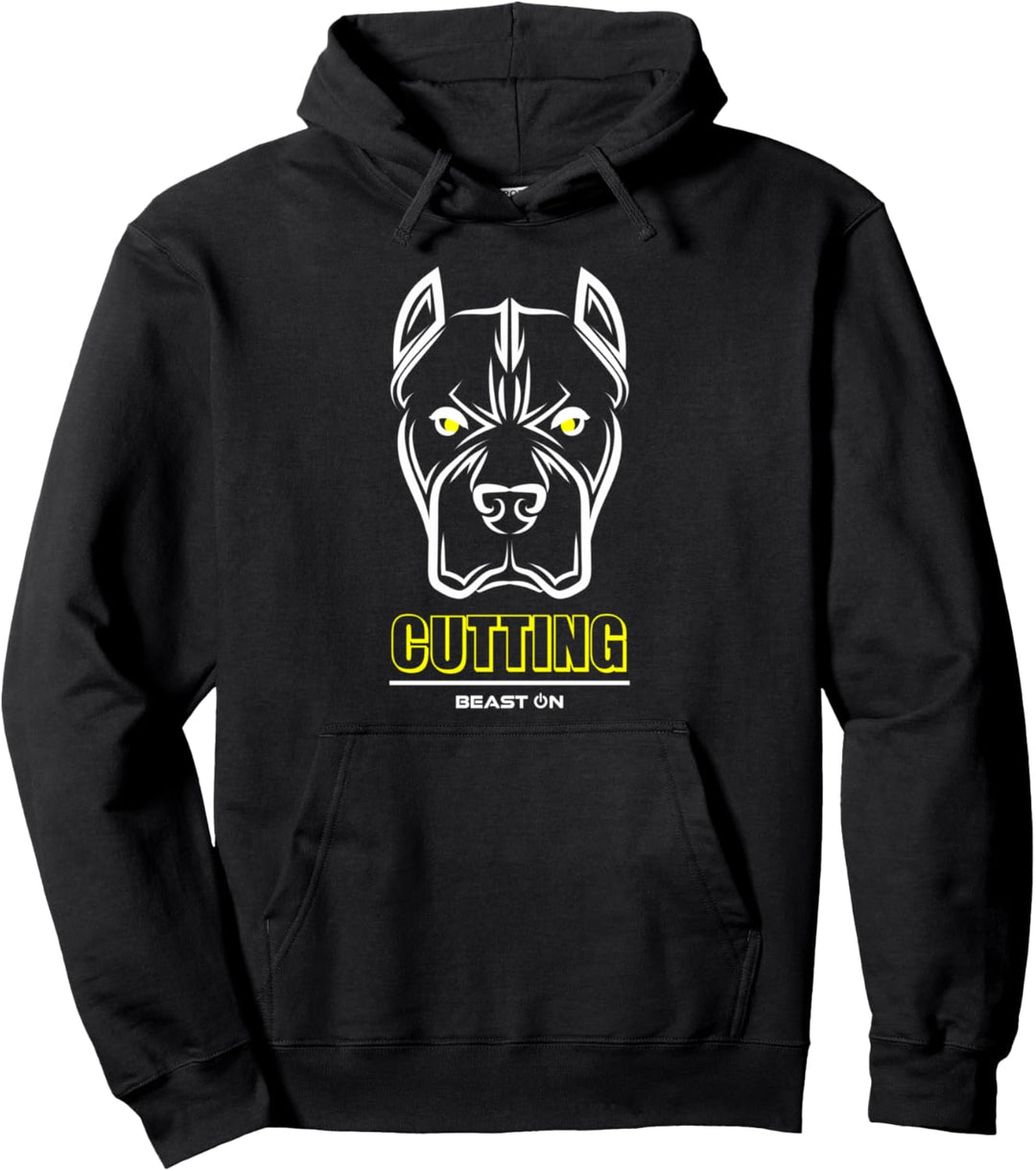 Bulldogge Kopf Cutting Gelb Gym Workout Fitness Training Pullover Hoodie
