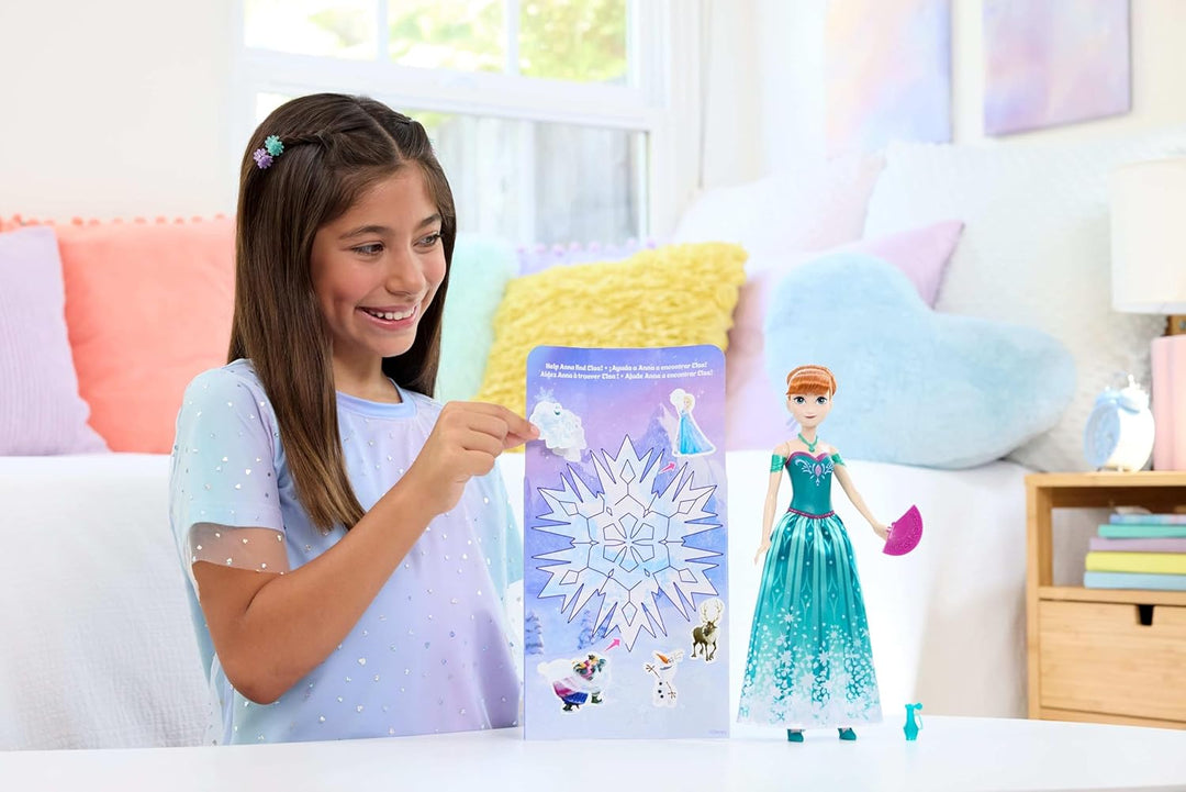 Mattel Disney Die Eiskönigin Anna Modepuppen-Set, Spin & Reveal mit 11 Überraschungen, darunter 5 Ac