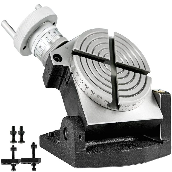 BestEquip Teilapparat Rundtisch 100mm Rundteiltisch Horizontal Vertikal Teilkopf Teilapparat schwenk