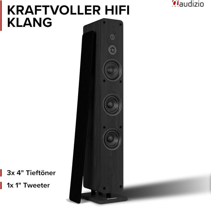 Audizio Arco - Standlautsprecher Aktiv 2er Set, Bluetooth 5.4 & DAB Radio, 320 Watt HiFi Lautspreche