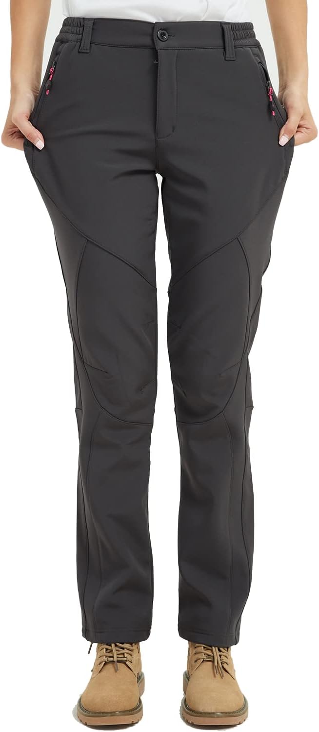 FLYGAGA Damen Outdoorhose Softshellhose Wanderhose Gefüttert Fleece Warm Wasserdicht Winddicht Therm