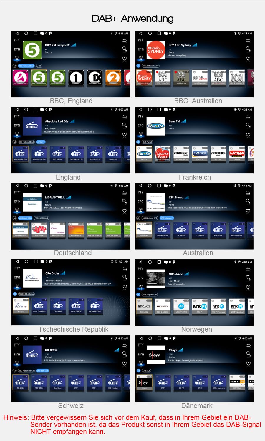 erisin Auto DAB+ Digital Radio Adapter, Digital Box Radio MCX Antenne Verstärker für Alle Android Ca