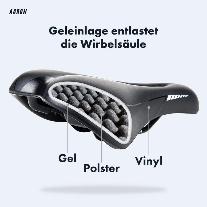 AARON Fahrradsattel - ergonomischer Fahrradsitz für Damen und Herren - Gelsattel ist bequem und wass