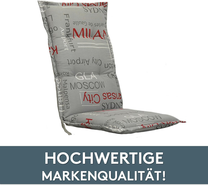 LILENO HOME Gartenstuhl Auflagen als [2er Set - Hochlehner] in City Neu - Bequeme Liegen als Sitzauf